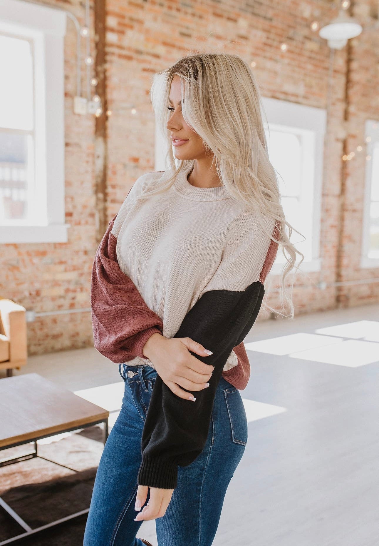 Harlow Colorblock Puff Sweater