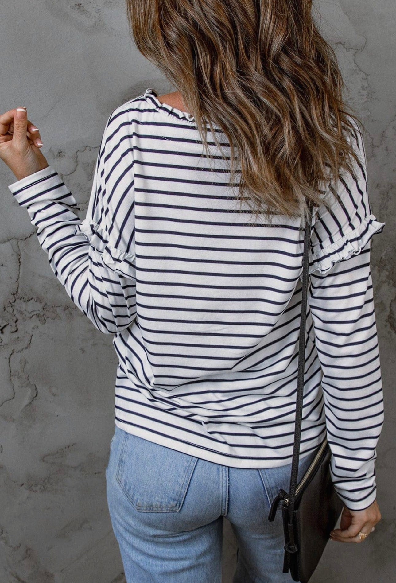 Tiffany Striped Button Neck Top