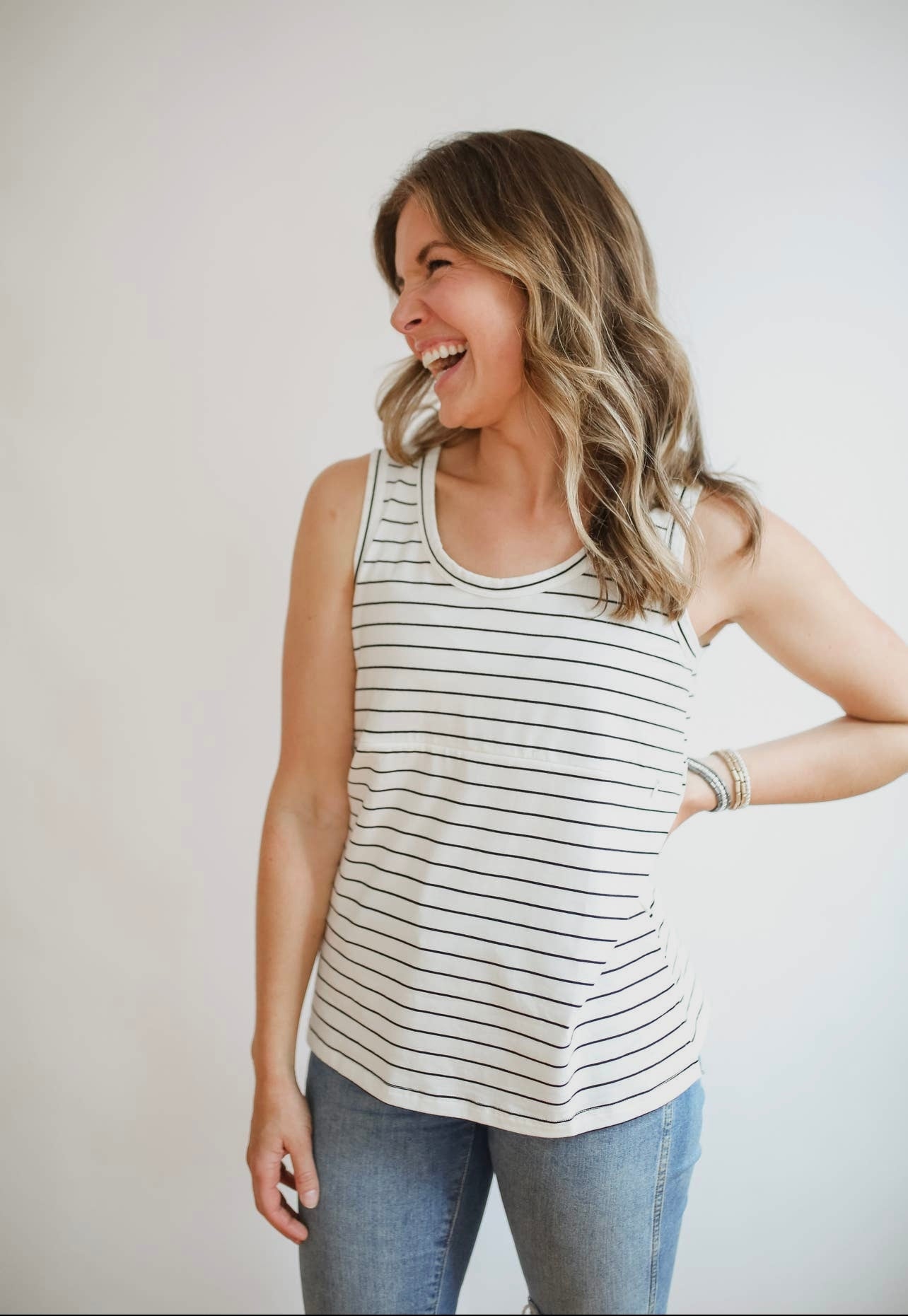 Stripe Invisible Zip Breastfeeding Tank