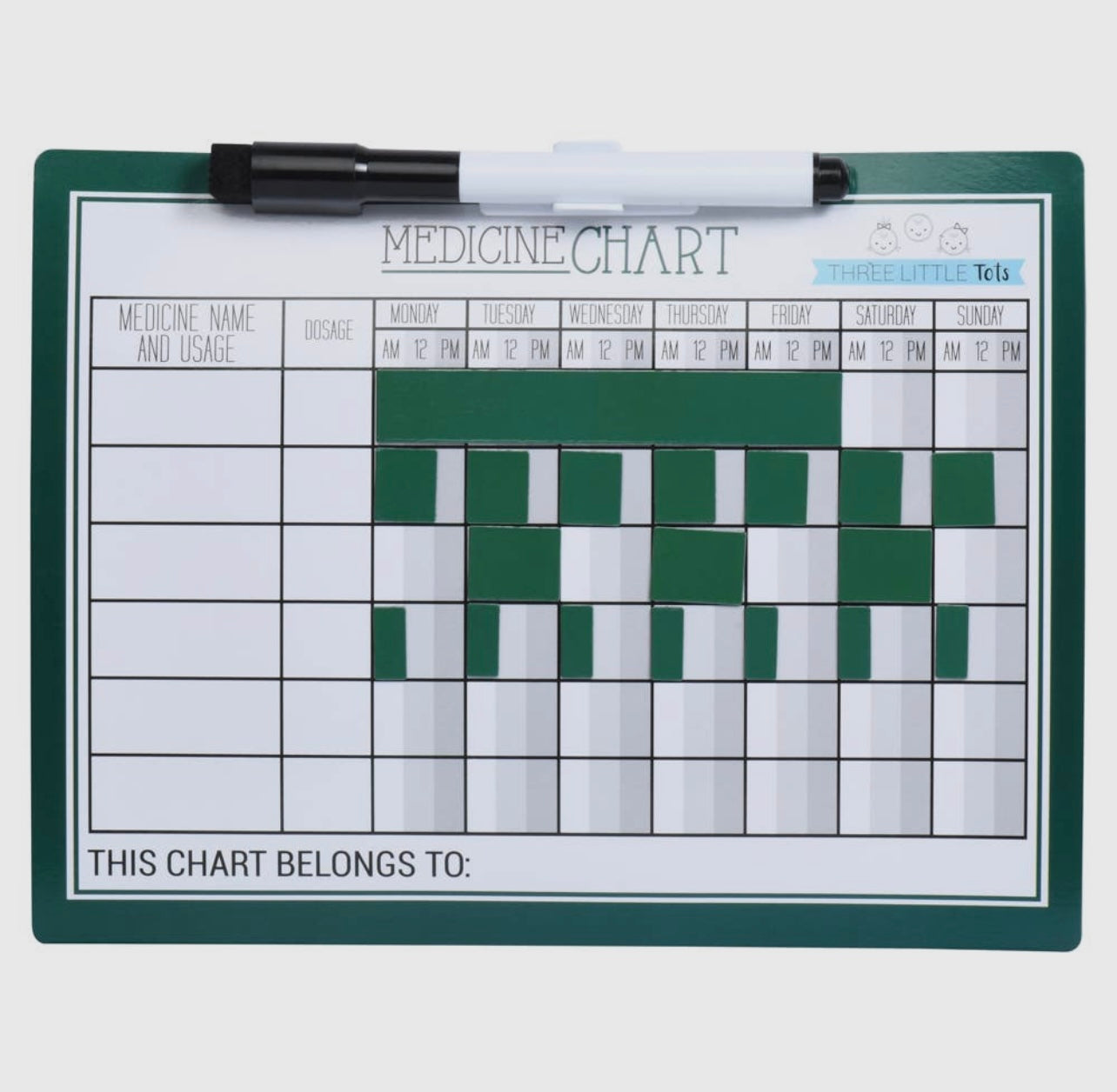 Magnetic Dry Erase Medicine Chart
