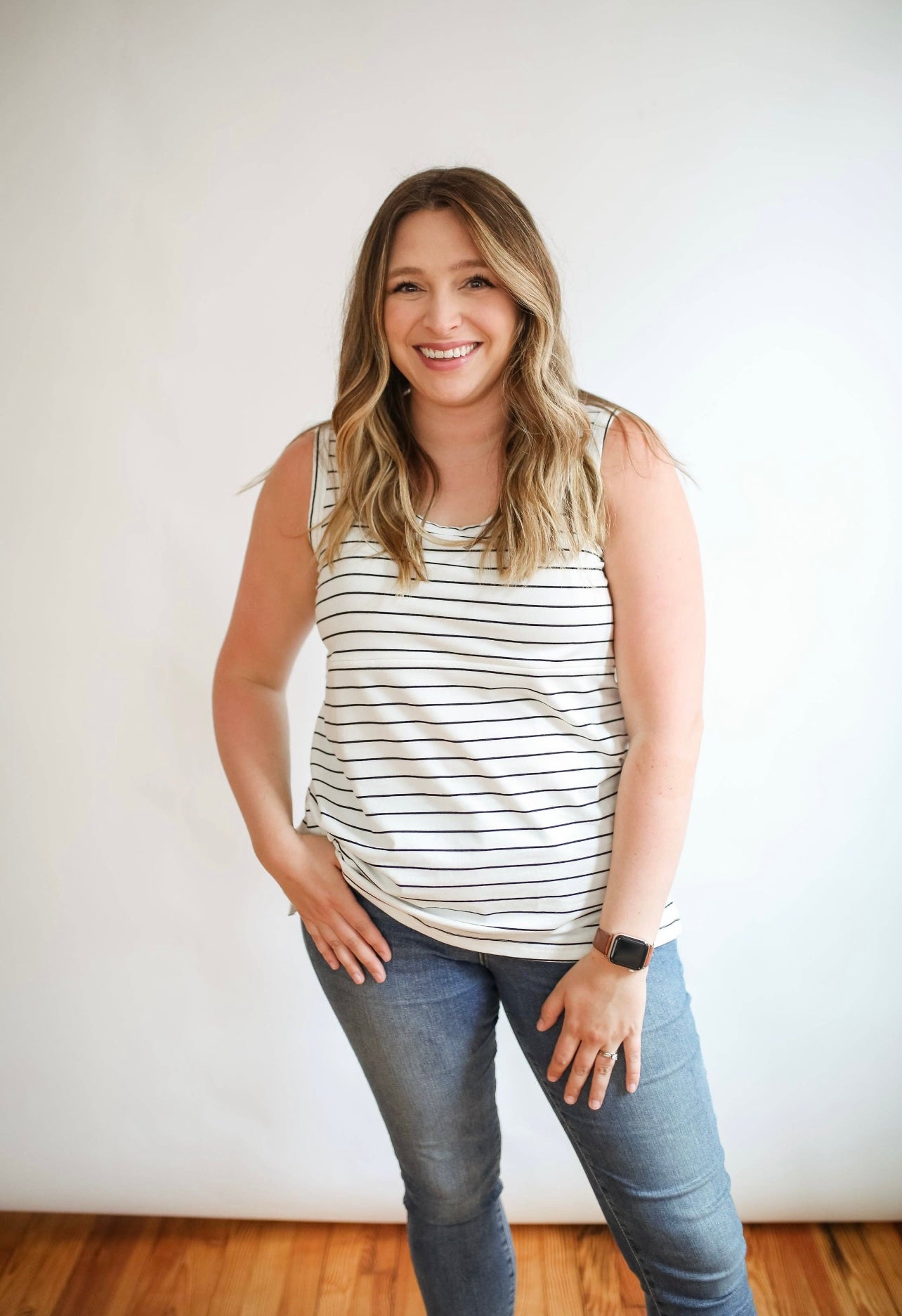 Stripe Invisible Zip Breastfeeding Tank