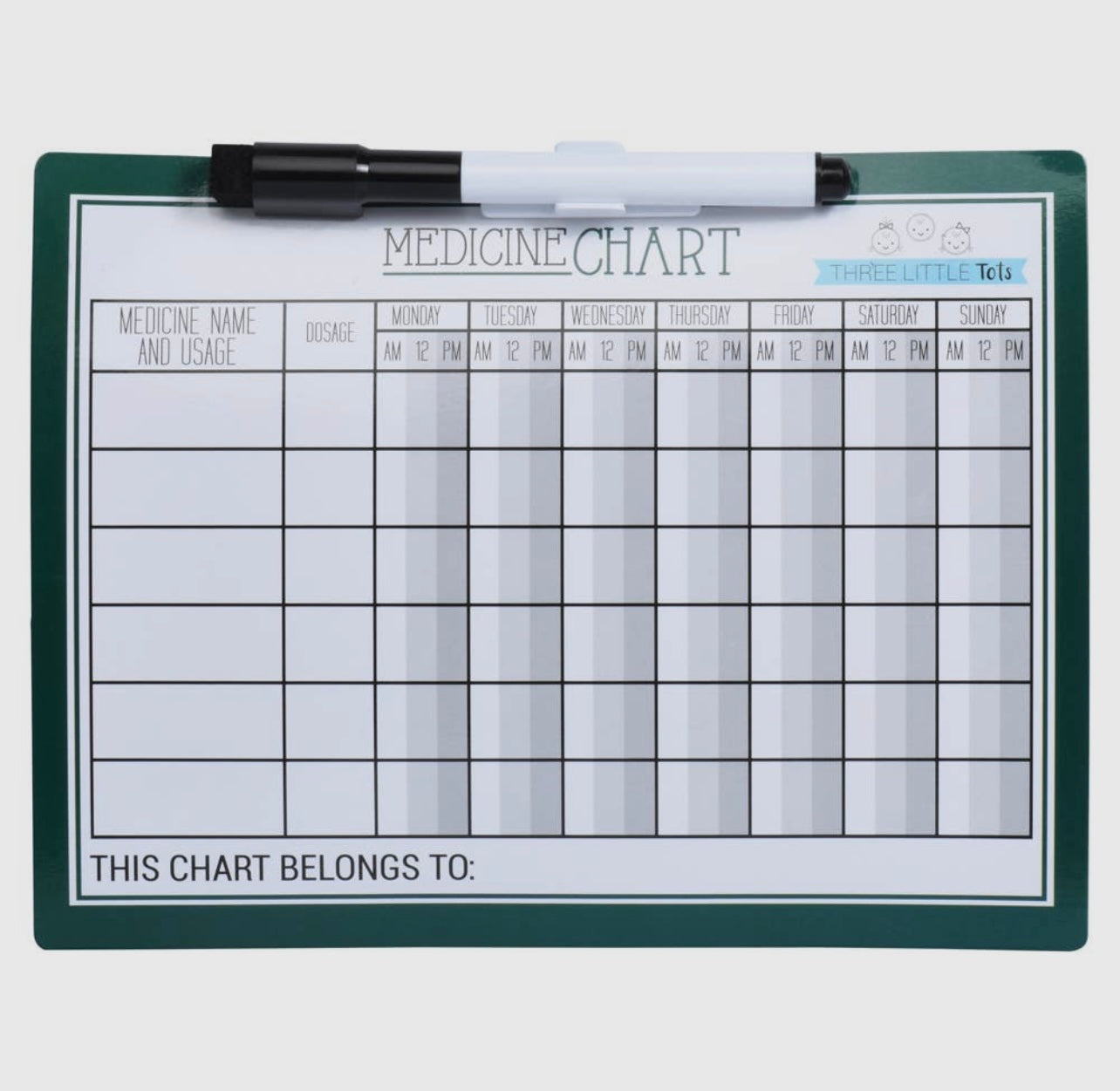Magnetic Dry Erase Medicine Chart