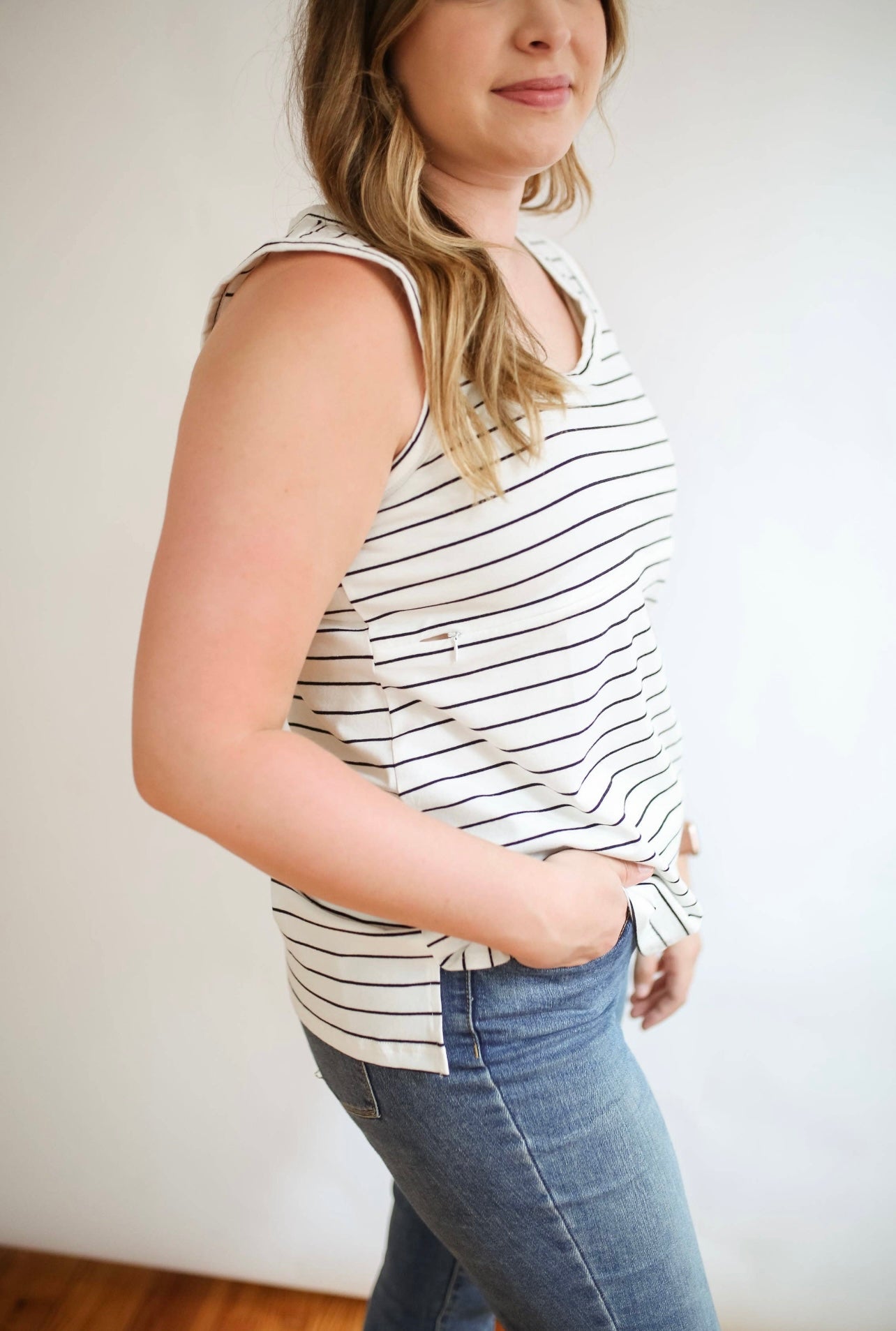 Stripe Invisible Zip Breastfeeding Tank