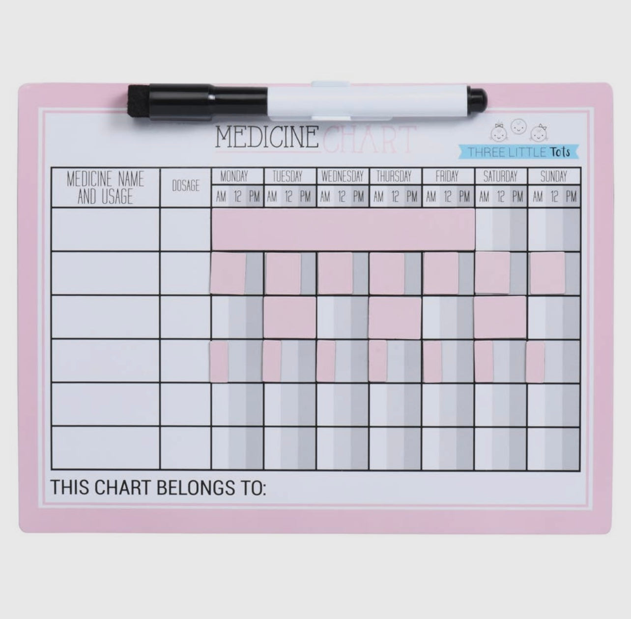 Magnetic Dry Erase Medicine Chart