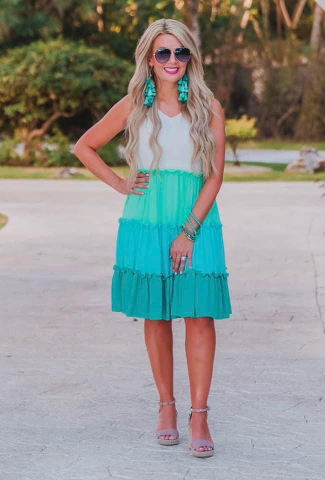 Marigold Tiered Dress - Blue