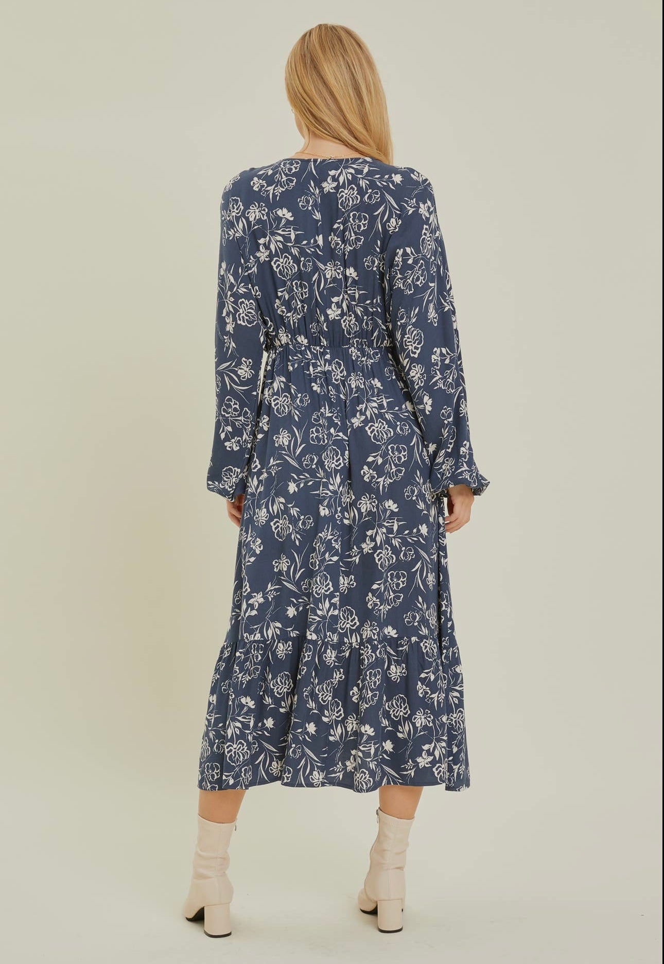 Blue Floral Midi Dress