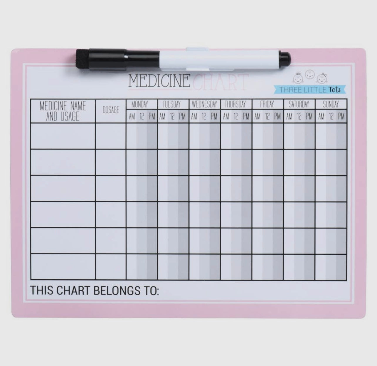 Magnetic Dry Erase Medicine Chart