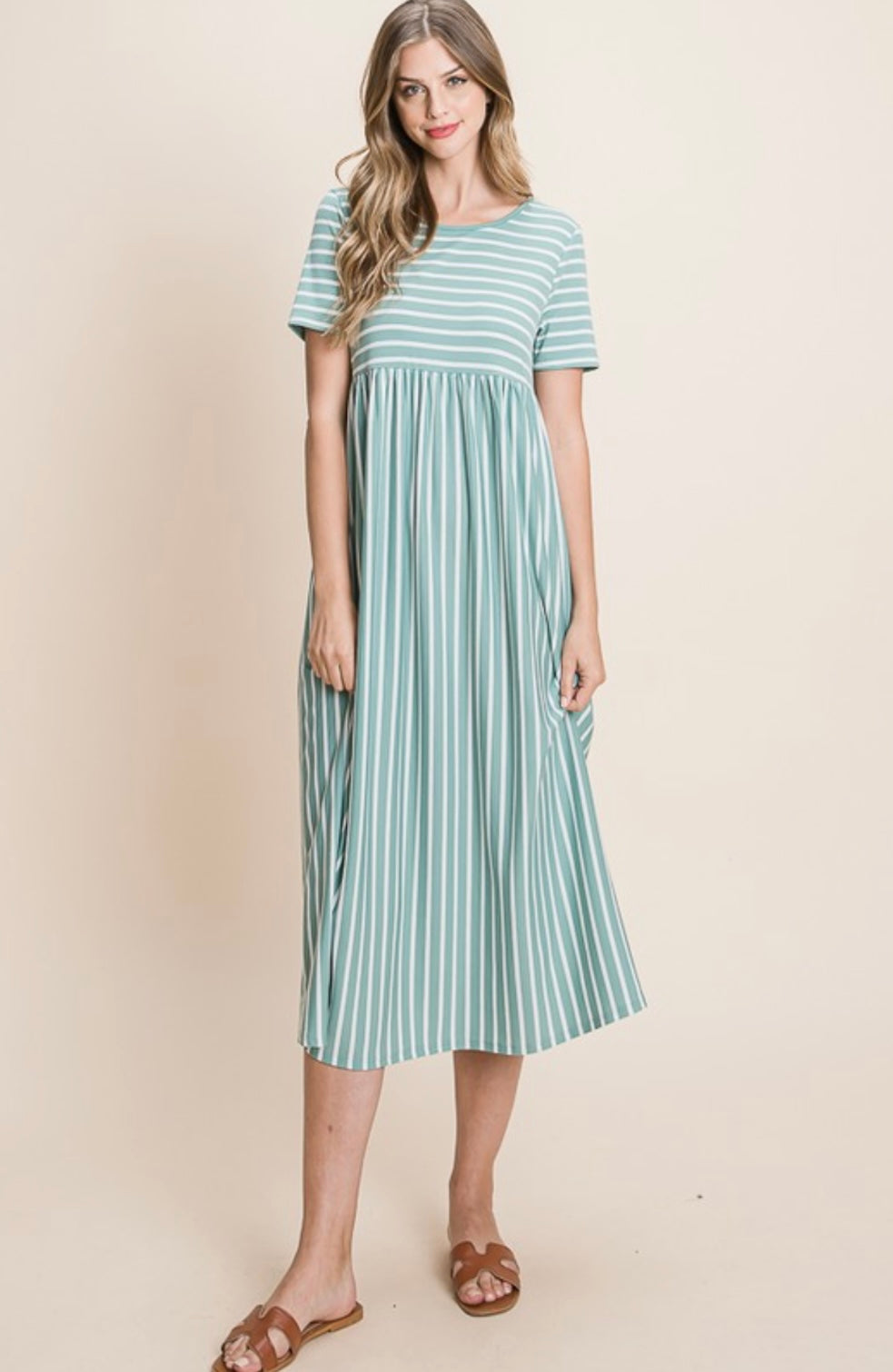 Sage Stripe Dress