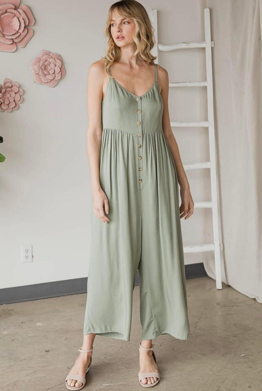 Wide Leg Button Down Jumpsuit