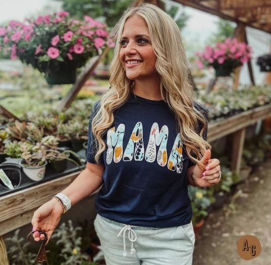 Navy Floral MAMA Tee