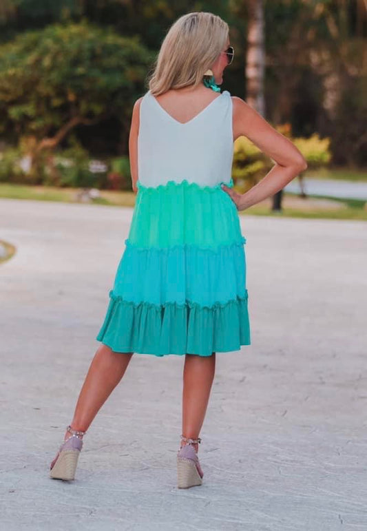 Marigold Tiered Dress - Blue
